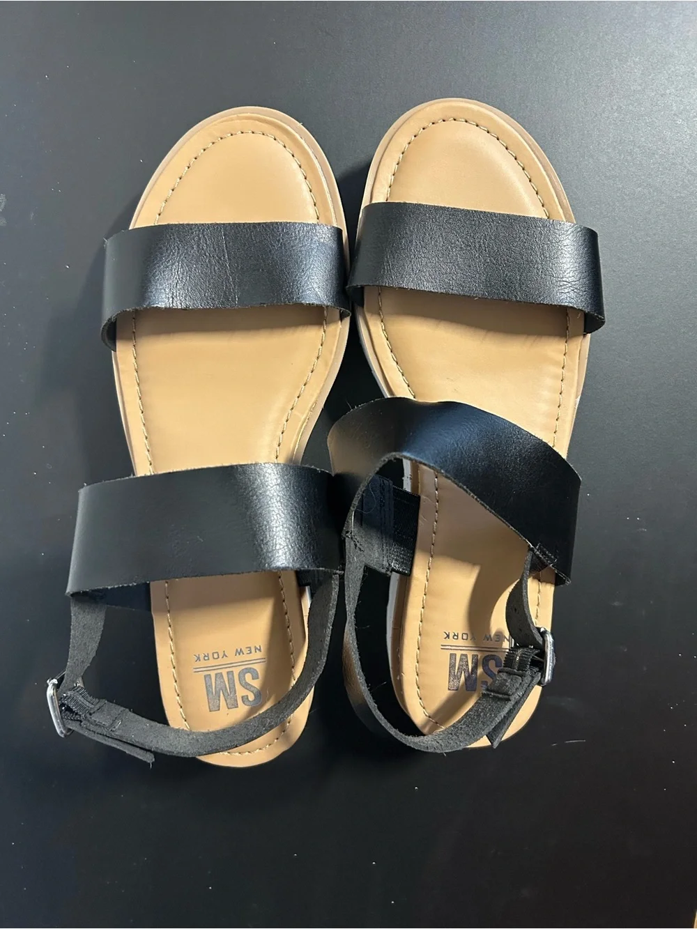 SM New York Black Platform Faux Leather Slingback Sandals for Women size 8 NWOT - Picture 2 of 6